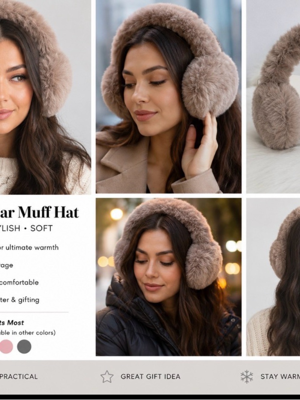 Nanette Lepore Plush Faux Fur Earmuffs in Taupe
